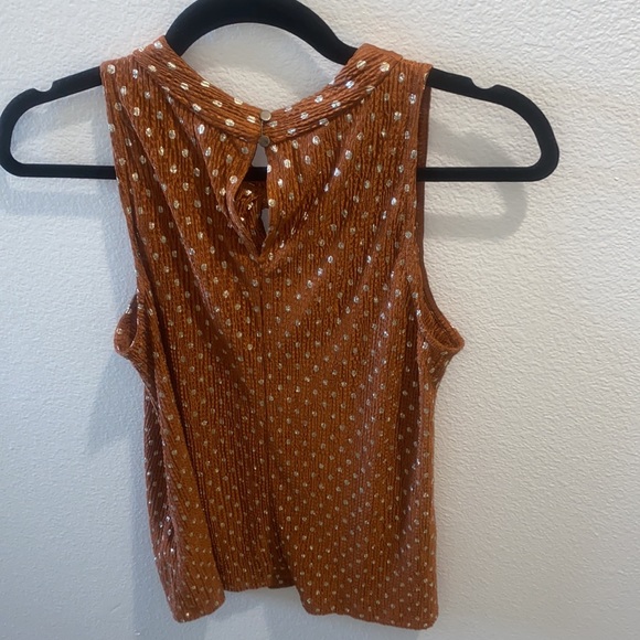 Anthropologie Lennox Gold Polka Dot Halter Top - Picture 6 of 7